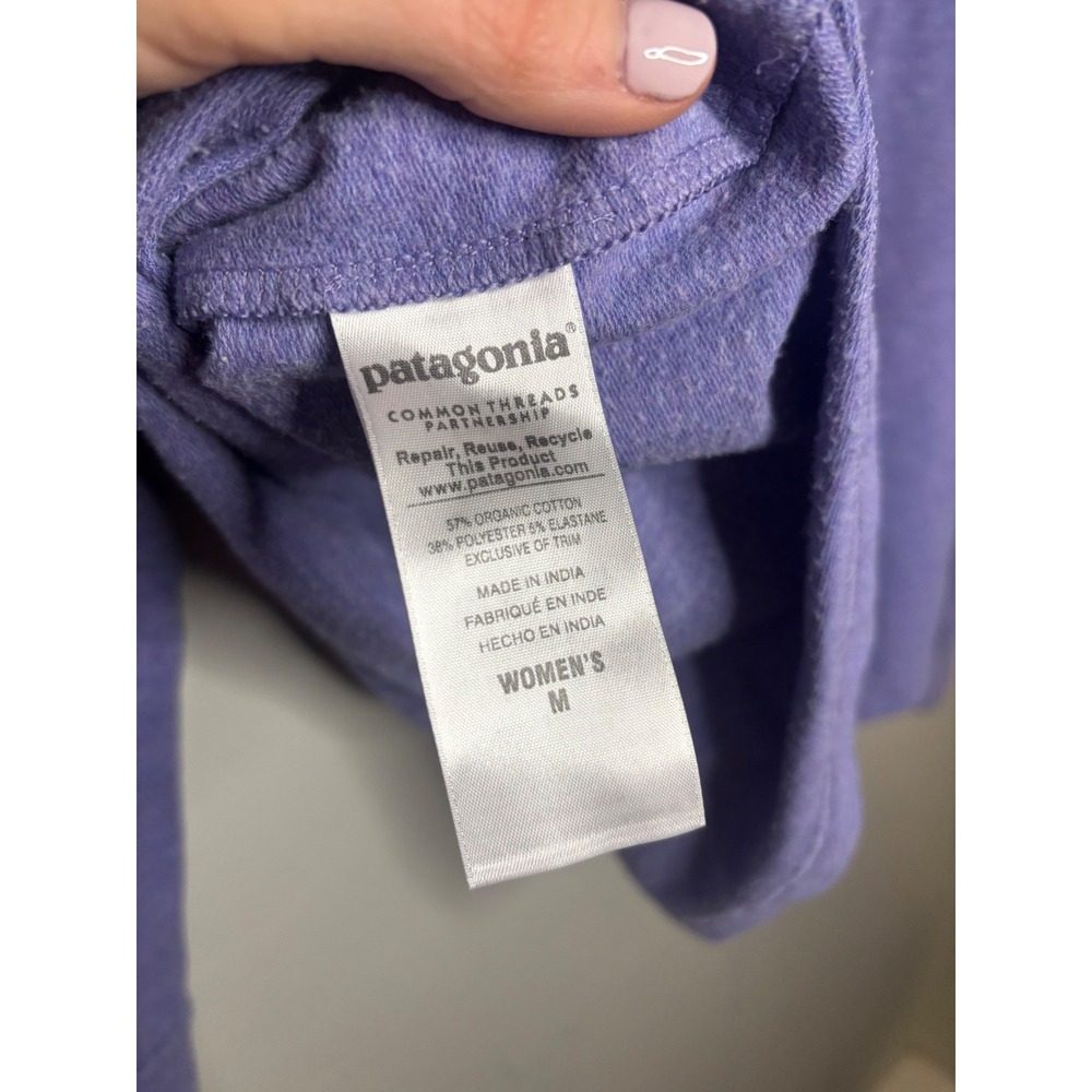 Patagonia Ahnya Snap Neck Hoodie Purple Organic Cotton Cozy Medium - Picture 4 of 5